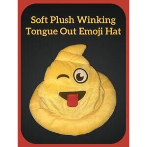 Soft Plush Winking & Tongue Out 12" Emoji Wizard Hat